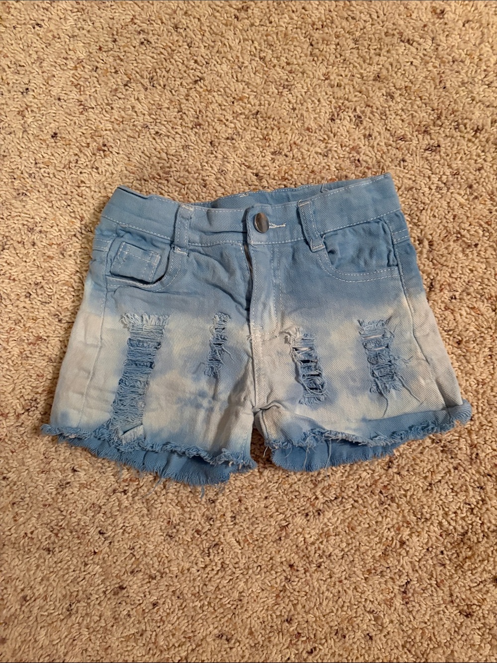 Kids Light Blue Distressed Denim Shorts